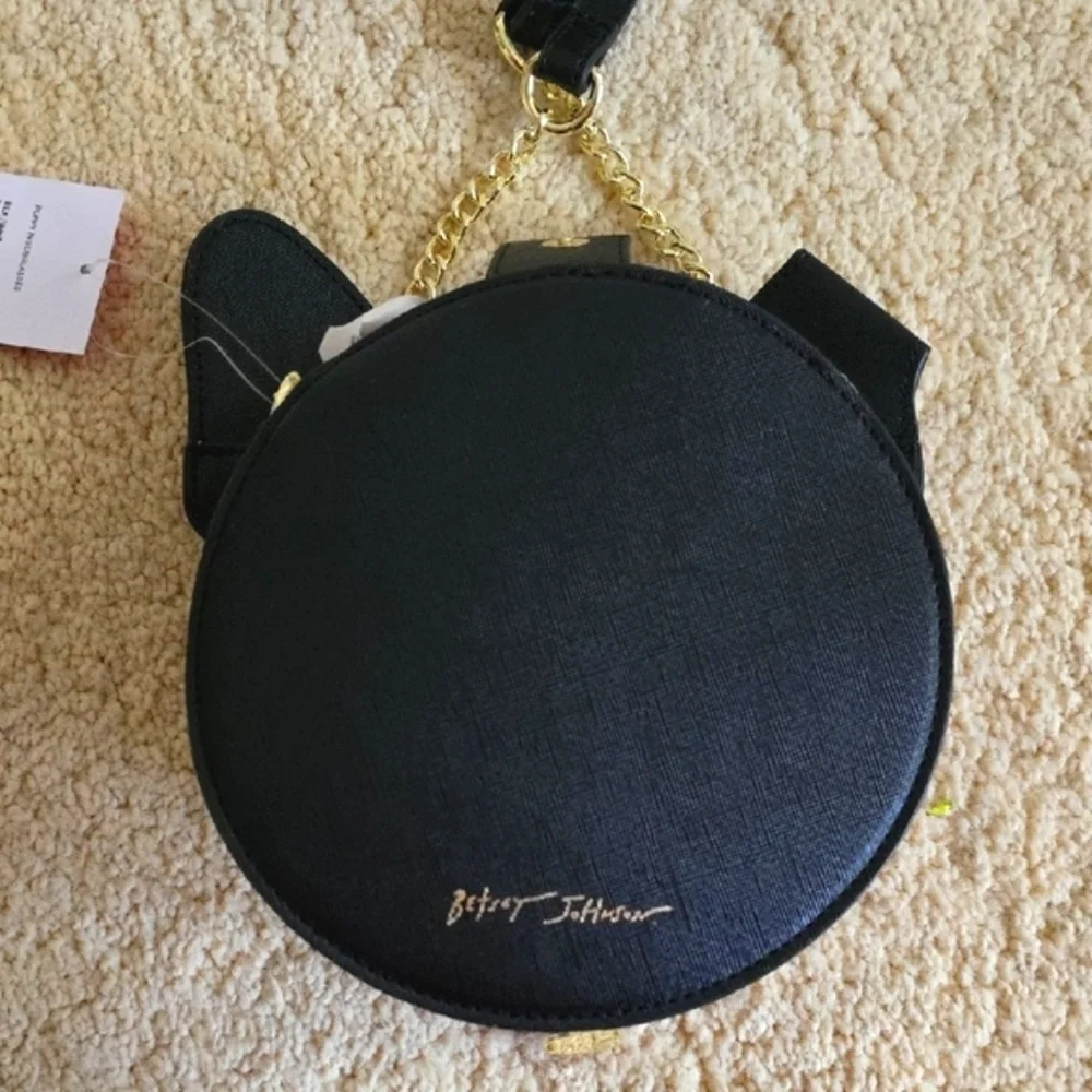 NWT: BETSEY JOHNSON XOXO PUP Crossbody Bag - Black, White, Pink - Picture 5 of 9